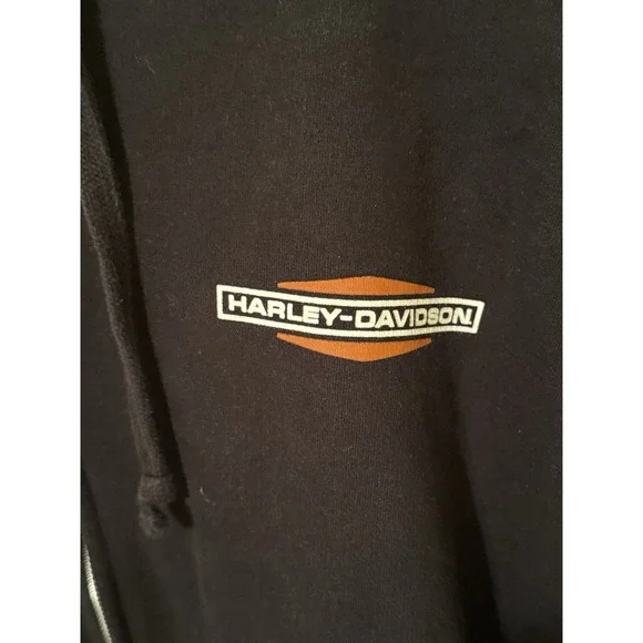Harley Davidson Full Zip Up Hoodie Black Size 3XL - Picture 3 of 8